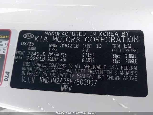 KIA dohc gdi gamma 2015 KNDJN2A25F7806997 Image 21