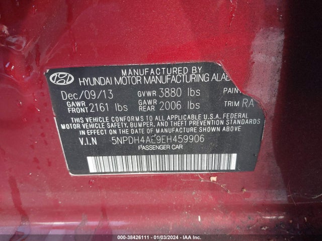 Hyundai ELANTRA SE 2014 5NPDH4AE9EH459906 Image 9
