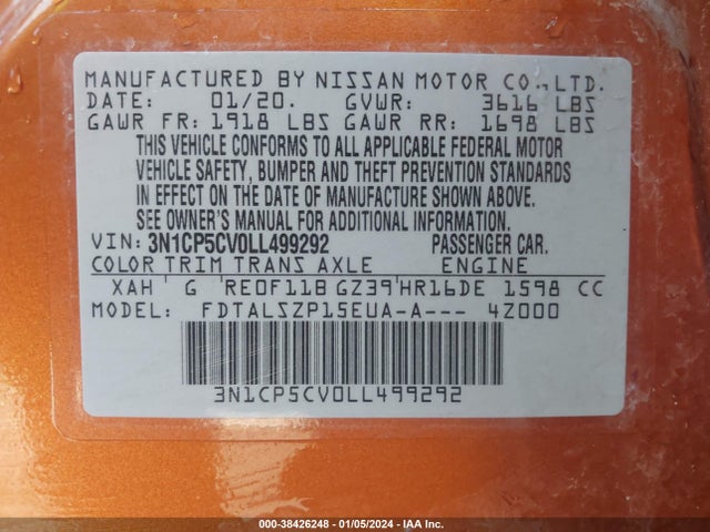 Nissan Kicks Sv Xtronic Cvt 2020 3N1CP5CV0LL499292 Image 9