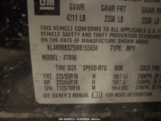 KL4MMBS25MB155034 Buick Encore Gx Fwd Preferred