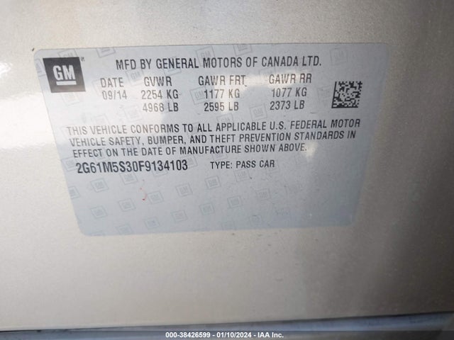 Cadillac XTS LUXURY 2015 2G61M5S30F9134103 Image 9