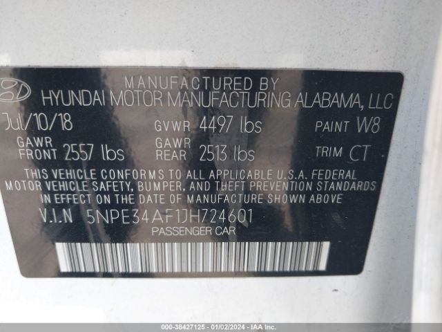 5NPE34AF1JH724601 Hyundai Sonata Sport+
