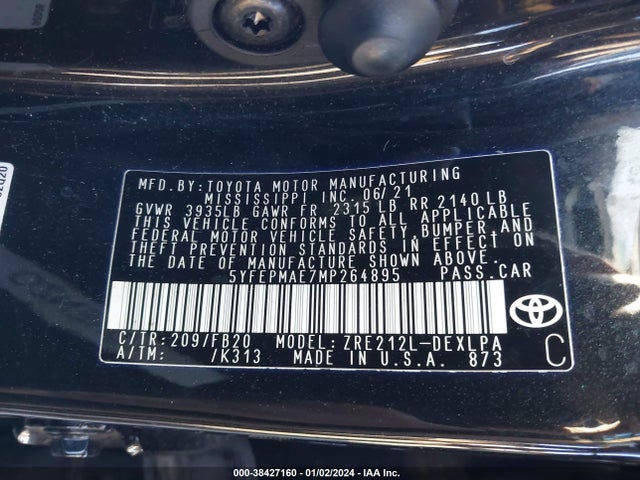 Toyota COROLLA LE 2021 5YFEPMAE7MP264895 Image 9