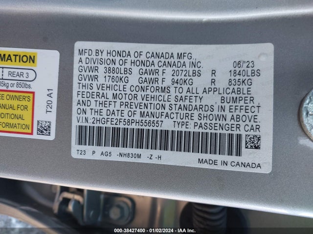 Honda Civic Sport 2023 2HGFE2F58PH556557 Image 9