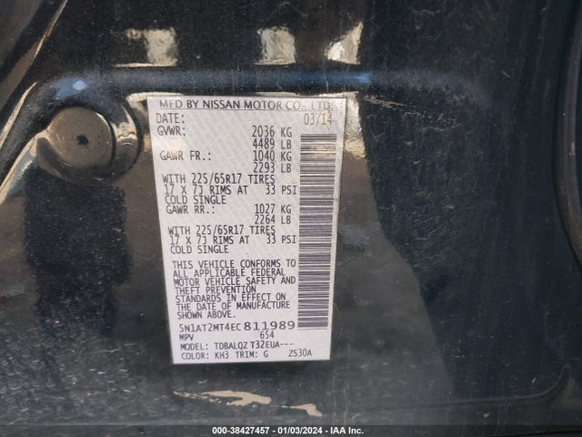 Nissan ROGUE SV 2014 5N1AT2MT4EC811989 Image 9