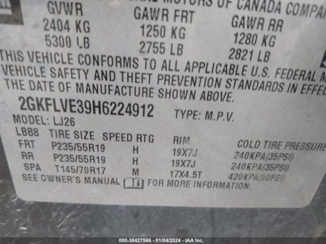 2GKFLVE39H6224912 GMC Terrain Denali