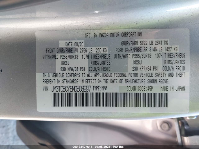 JM3TCBCY6M0503997 Mazda Cx-9 Touring