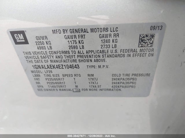 Chevrolet EQUINOX LS 2014 1GNALAEK4EZ104643 Image 9