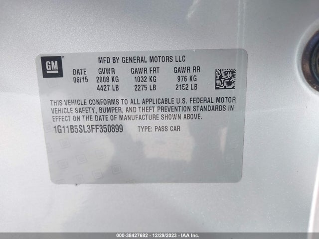 Chevrolet MALIBU LS 2015 1G11B5SL3FF350899 Image 9