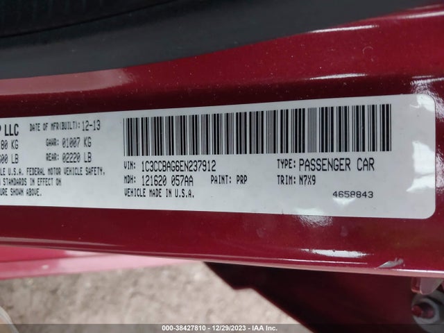 1C3CCBAG6EN237912 Chrysler 200 LX