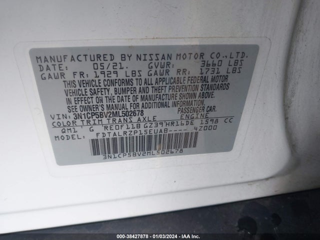 Nissan Kicks S Xtronic Cvt 2021 3N1CP5BV2ML502678 Image 9