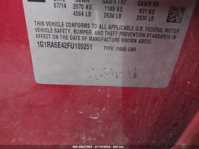 Chevrolet Volt 2015 1G1RA6E42FU109251 Image 9
