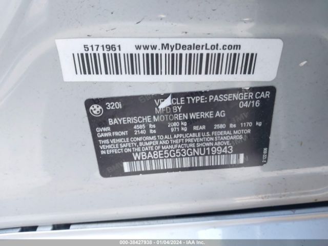 WBA8E5G53GNU19943 BMW 320i Xdrive