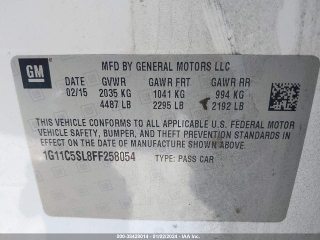 Chevrolet MALIBU 1LT 2015 1G11C5SL8FF258054 Image 9
