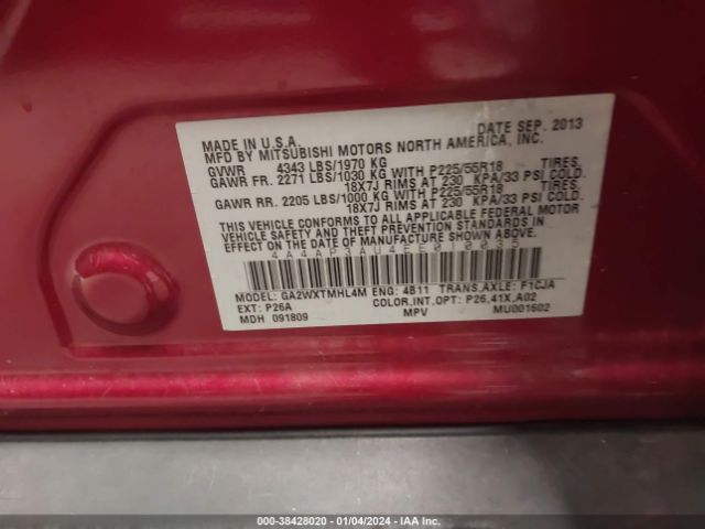 2014 MITSUBISHI OUTLANDER SPORT 4A4AP3AU4EE010035 Photo 8