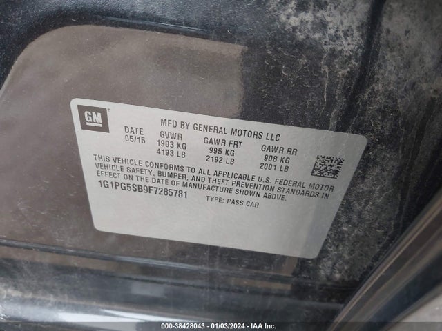 Chevrolet CRUZE LTZ 2015 1G1PG5SB9F7285781 Image 9