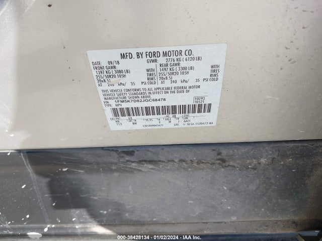 Ford EXPLORER XLT 2018 1FM5K7D82JGC68478 Image 9