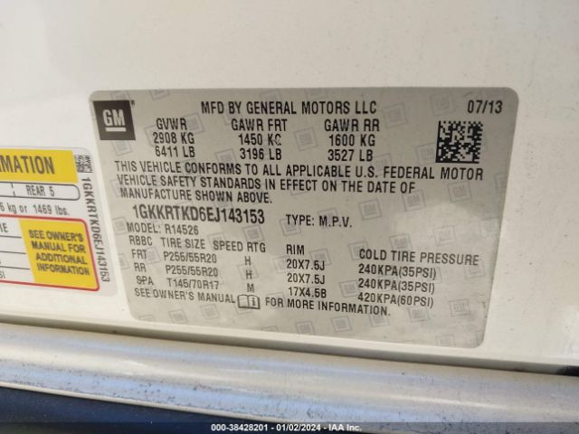 1GKKRTKD6EJ143153 GMC Acadia Denali