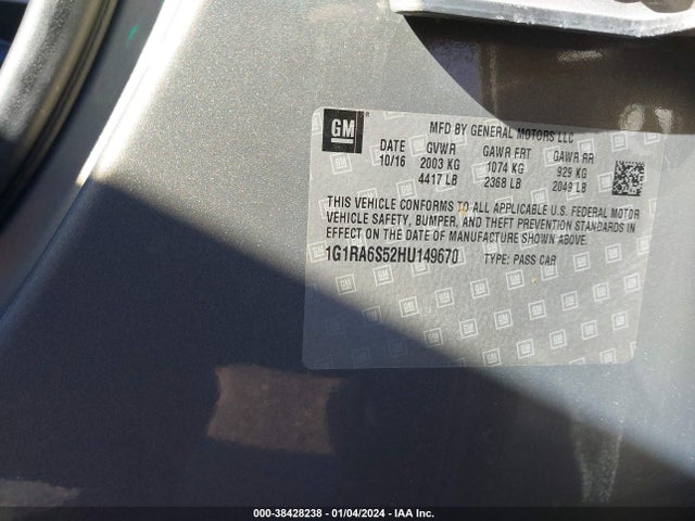 Chevrolet VOLT LT 2017 1G1RA6S52HU149670 Image 9