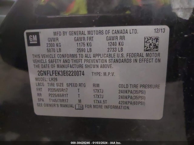 Chevrolet EQUINOX 1LT 2014 2GNFLFEK3E6220074 Image 9