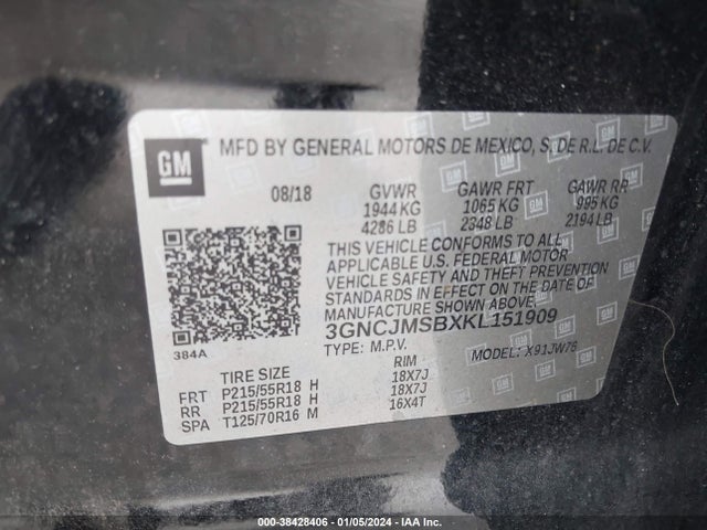 Chevrolet Trax Premier 2019 3GNCJMSBXKL151909 Image 9