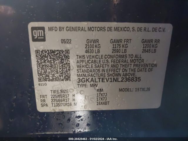 3GKALTEV1NL236835 GMC Terrain Awd Sle