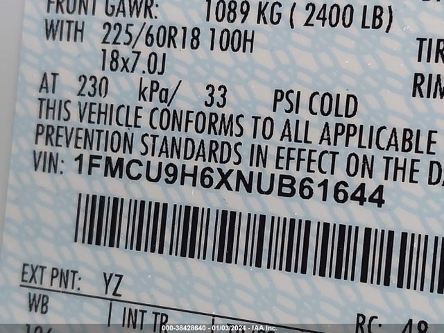 Ford ESCAPE SEL 2022 1FMCU9H6XNUB61644 Image 9