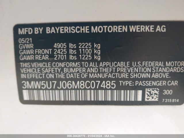 3MW5U7J06M8C07485 BMW 3 Series M340i