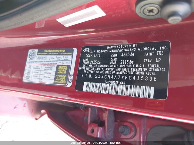 KIA OPTIMA EX 2015 5XXGN4A7XFG415336 Image 9