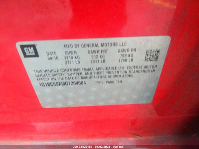 Chevrolet Cruze Ls Auto 2016 1G1BC5SM4G7264684 Image 9