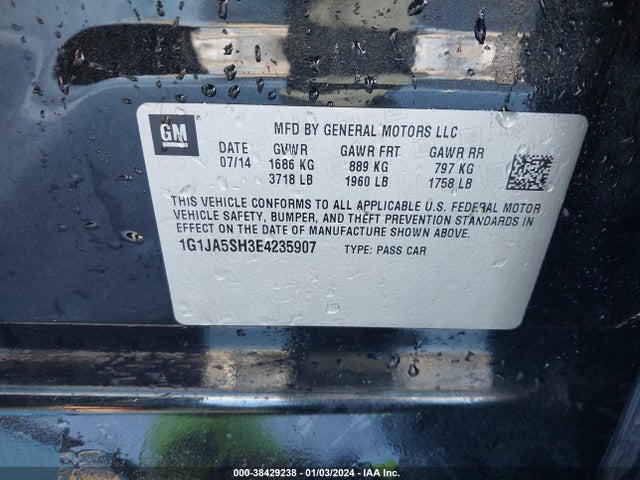 Chevrolet Sonic Ls Auto 2014 1G1JA5SH3E4235907 Image 9
