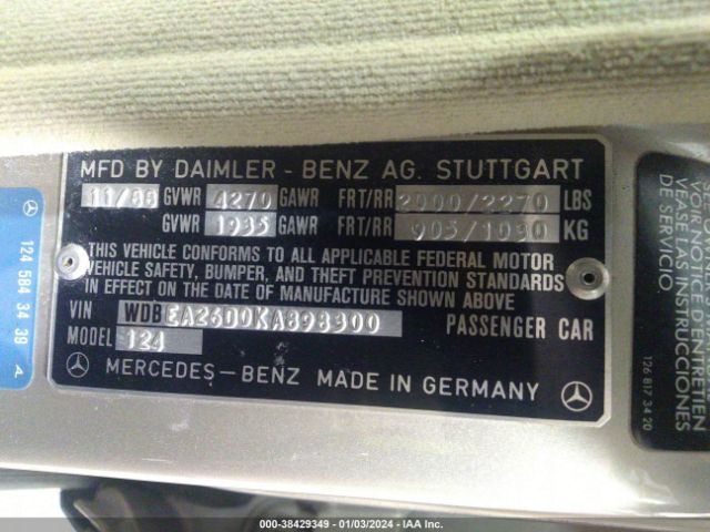 1989 MERCEDES-BENZ 260 WDBEA26D0KA898300 Photo 8