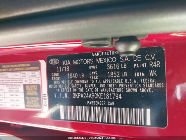 3KPA24AB0KE181794 KIA RIO S