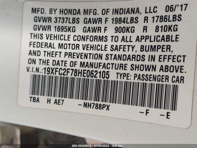 19XFC2F78HE062105 Honda CIVIC EX