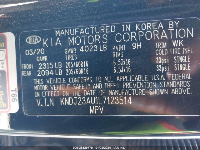 KIA SOUL LX 2020 KNDJ23AU1L7123514 Image 9