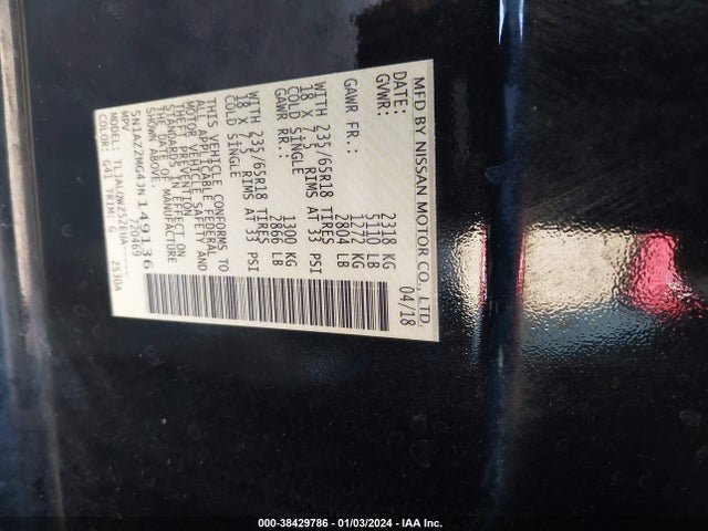 Nissan MURANO SV 2018 5N1AZ2MG4JN149136 Image 9