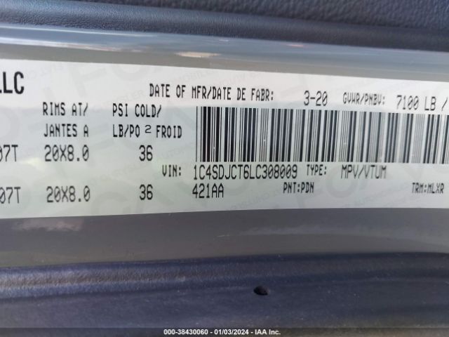2020 DODGE DURANGO 1C4SDJCT6LC308009 Photo 8