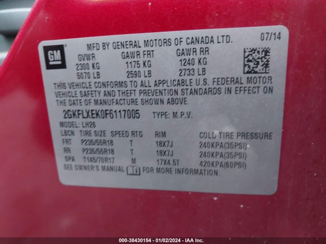 GMC Terrain Slt-1 2015 2GKFLXEK0F6117005 Image 9