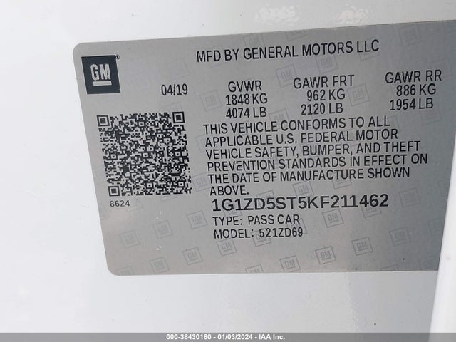 Chevrolet MALIBU LT 2019 1G1ZD5ST5KF211462 Image 9