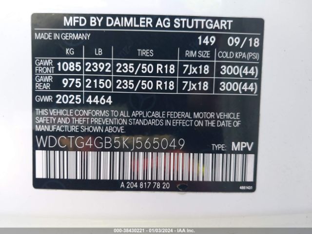 2019 MERCEDES-BENZ GLA 250 WDCTG4GB5KJ565049 Photo 8
