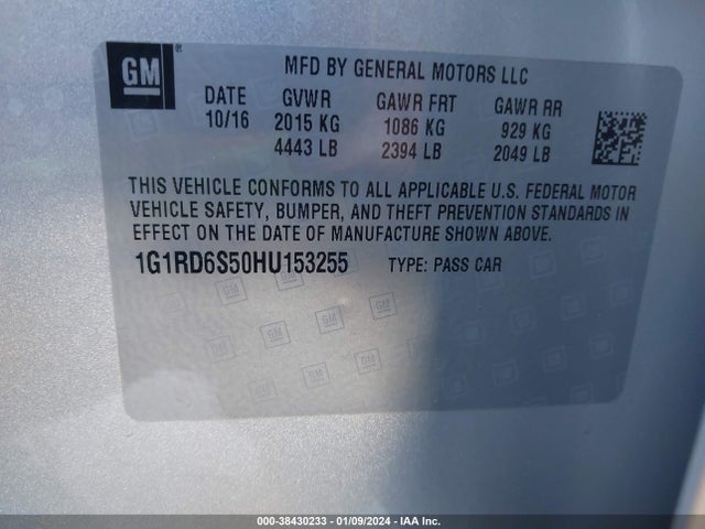 Chevrolet Volt Premier 2017 1G1RD6S50HU153255 Image 9