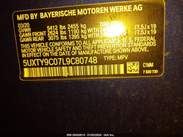 5UXTY9C07L9C80748 BMW X3 M40i