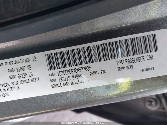 Aukcja sprzedaży 2013 Chrysler 200 Limited, vin: 1C3CCBCGXDN577625, numer aukcji: 38430775