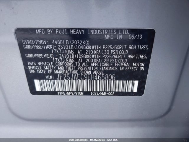 JF2SJAEC9EH465806 Subaru Forester 2.5i Premium