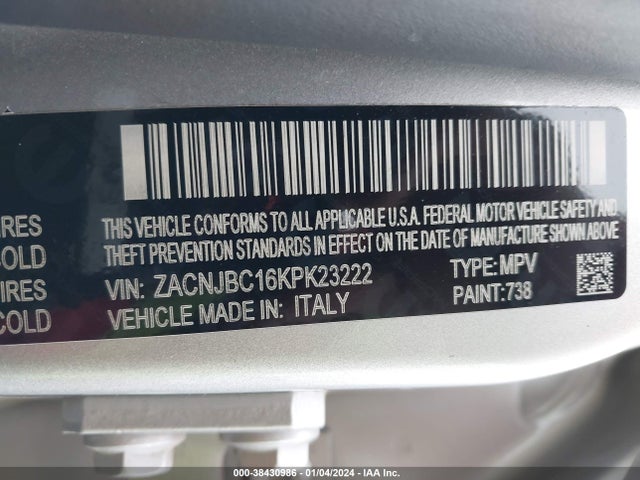 2019 JEEP RENEGADE TRAILHAWK 4X4 VIN: ZACNJBC16KPK23222
