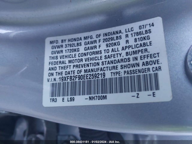 Honda Civic Ex-l 2014 19XFB2F90EE259219 Image 9