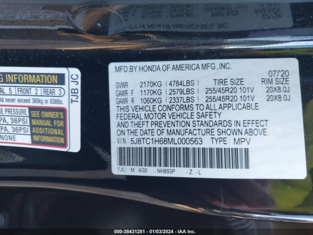 5J8TC1H68ML000563 Acura Rdx A-spec Package