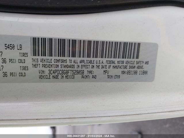 3C4PDCBG8FT529058 Dodge Journey Sxt