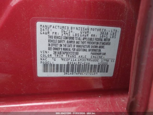 3N1AB7AP8EY270189 Nissan SENTRA SR