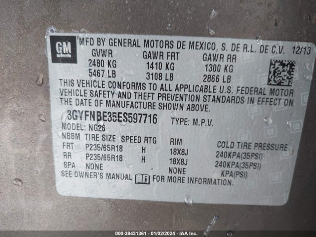 Cadillac Srx Luxury Collection 2014 3GYFNBE35ES597716 Image 9